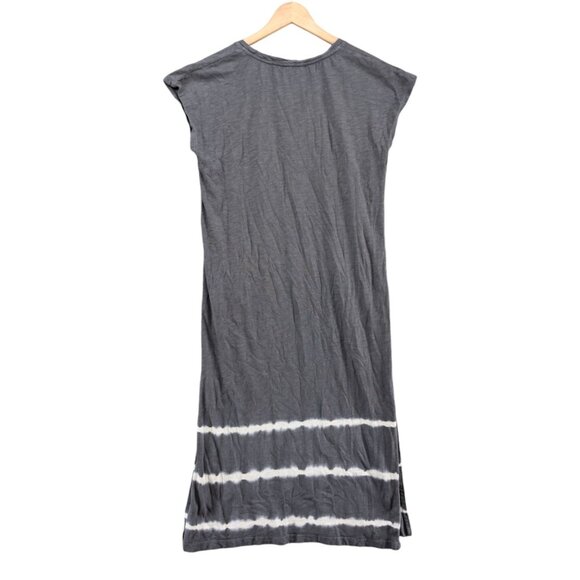 Mystree Bleached Slub Midi Dress Grey White Sleeveless Cotton V Neck Size S - Picture 2 of 10